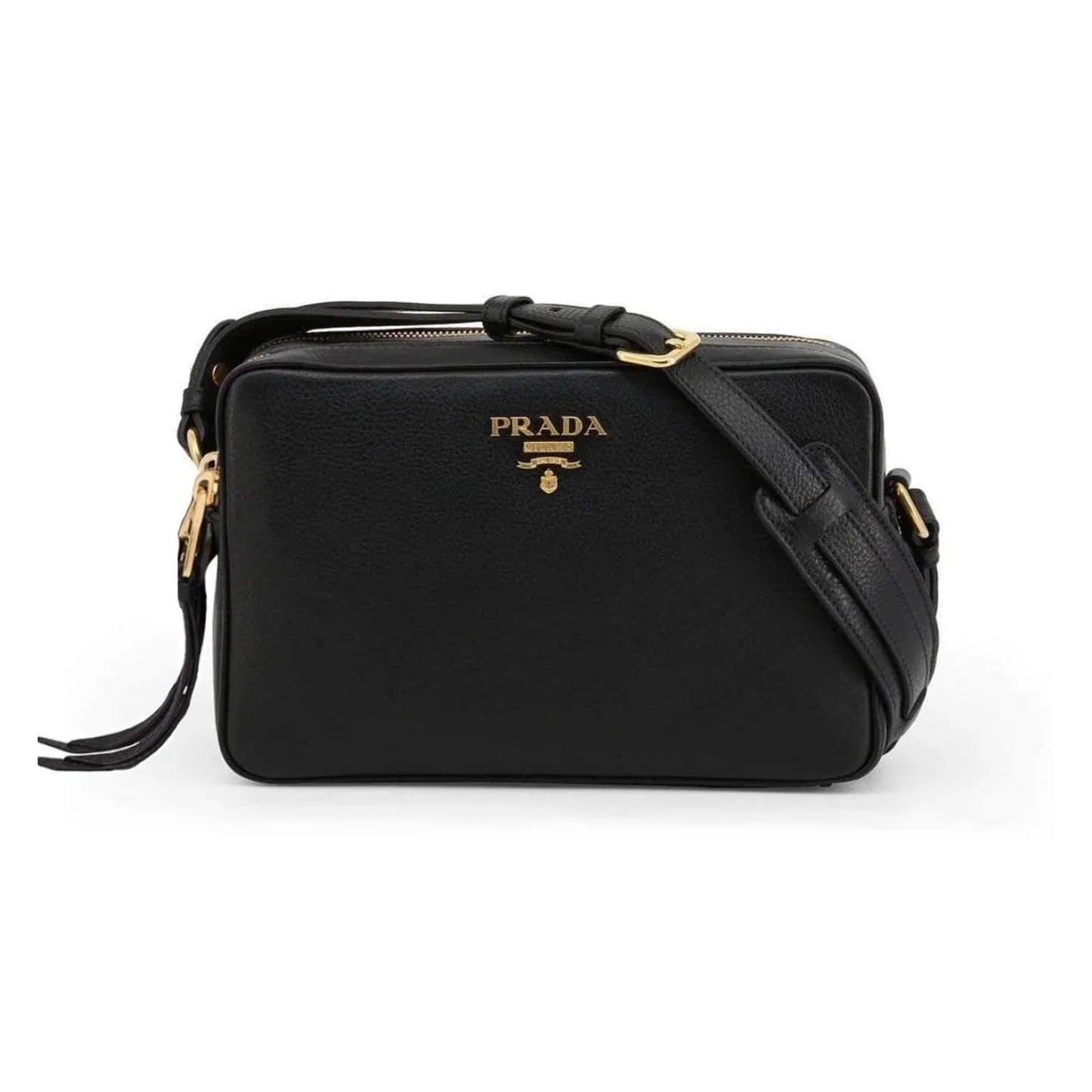 New Black Vitello Phenix Leather Double Zip Cross Body Bag 1BH079